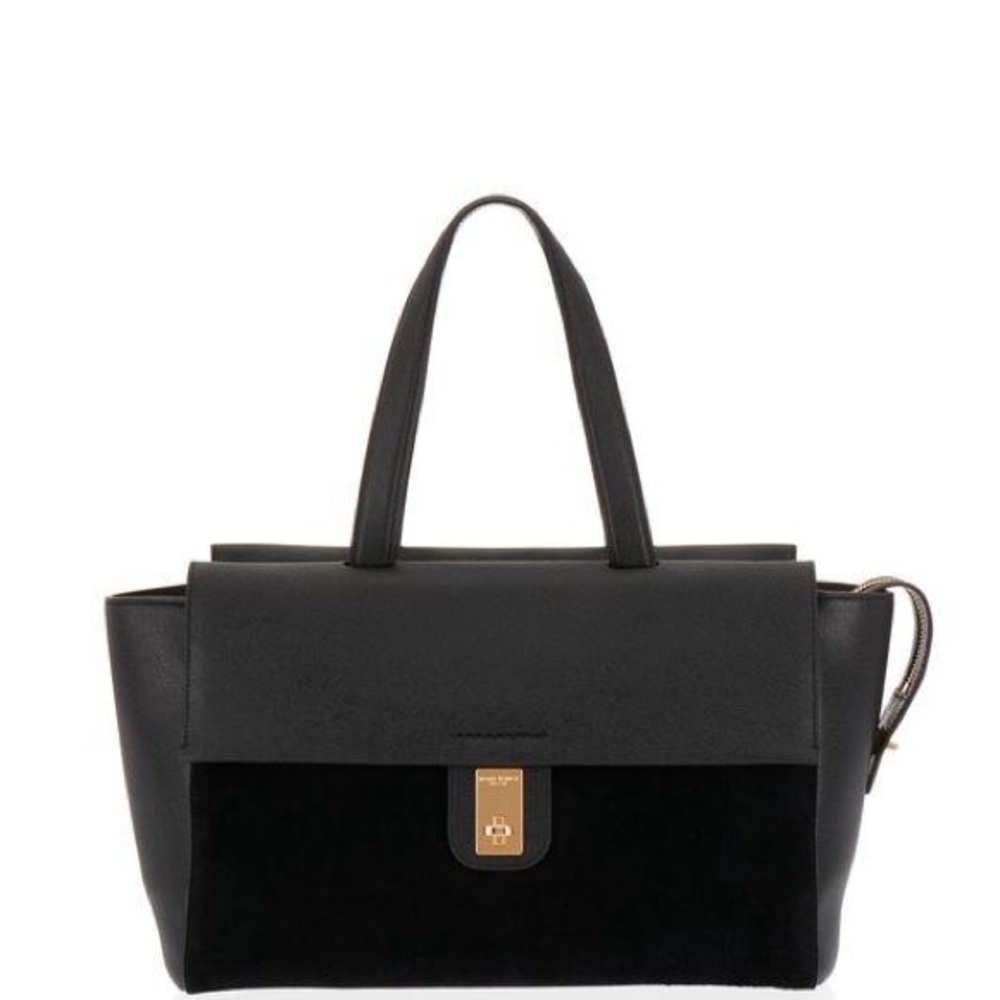 Henri Bendel Black Tote with Gold Accents